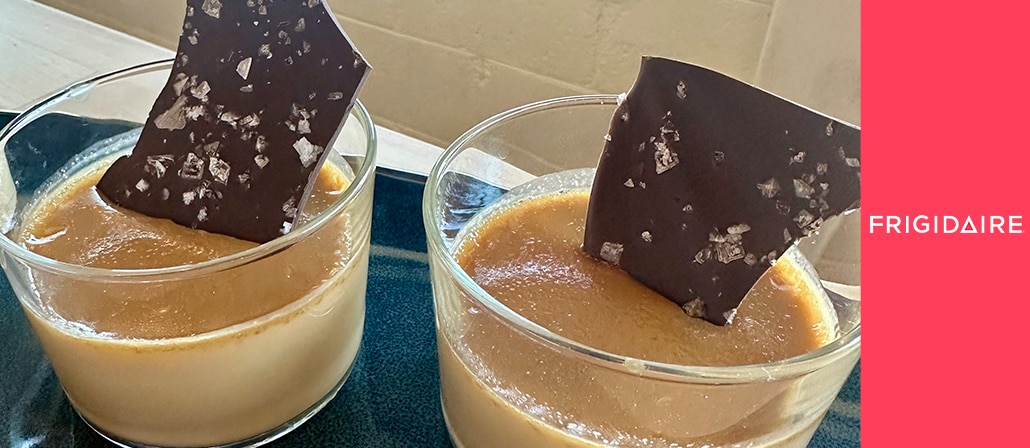 Salted Caramel Pots de Crème with Chocolate Brittle 